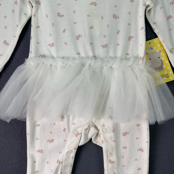 NWT ItsyBig White Floral Tulle Skirt Snap Closures Footed Onepiece Outfit 9M - Picture 7 of 13
